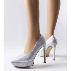 Silver brocade heels from Proulx 1
