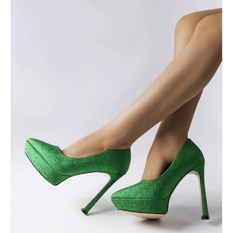 Proulx green glitter pumps 1 Proulx green glitter pumps 1