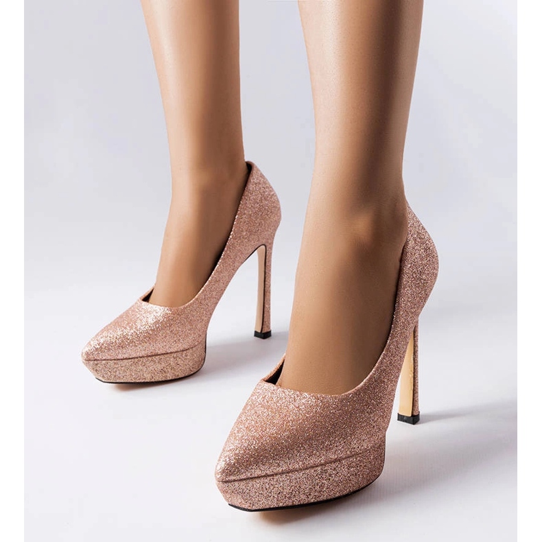 Beige glitter pumps from Proulx 1