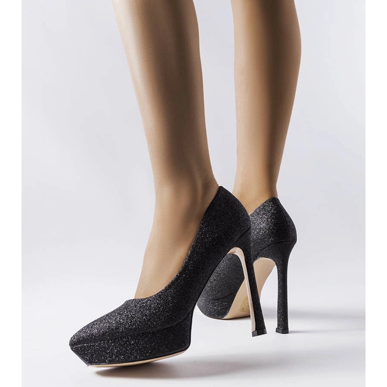 Black brocade heels from Proulx 1