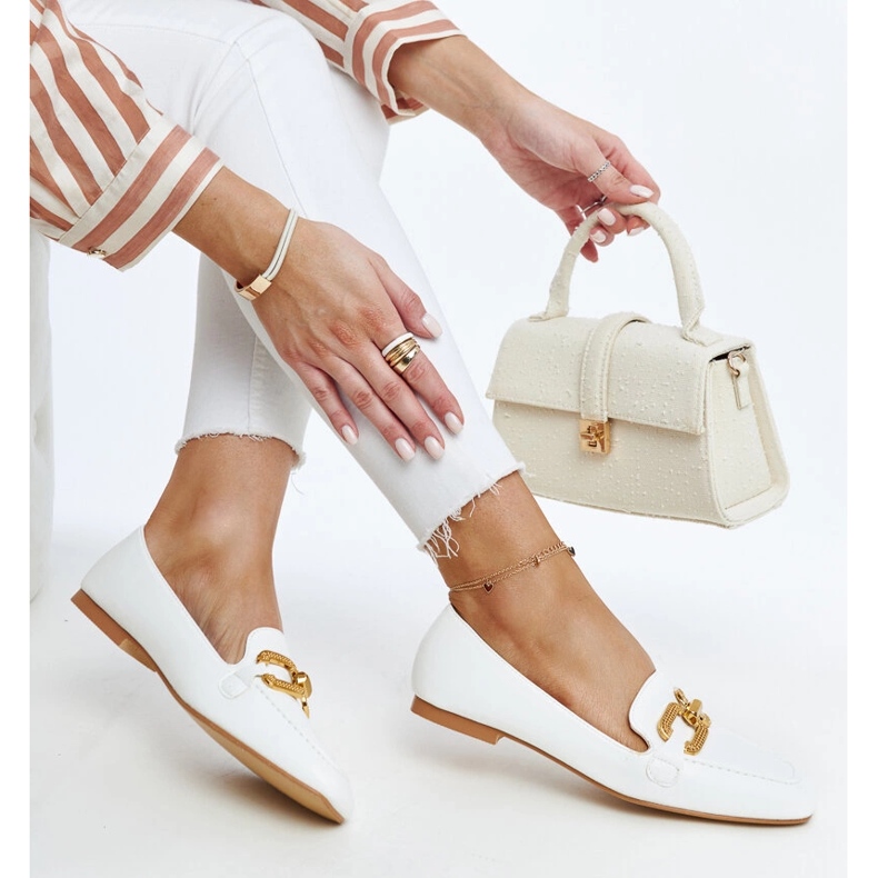 Rousseau white buckle loafers 1