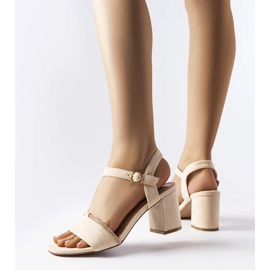 Evento Beige sandals on a post with rhinestones from Carolos 1
