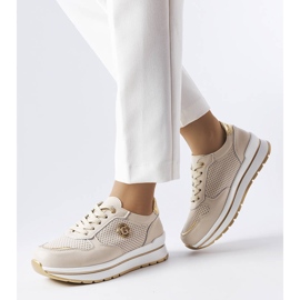 Beige openwork leather shoes from Talbot 2