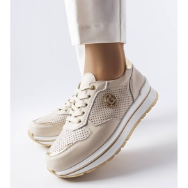 Beige openwork leather shoes from Talbot 1