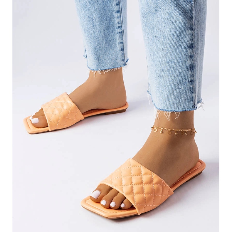 Orange quilted slippers from Labrie 1