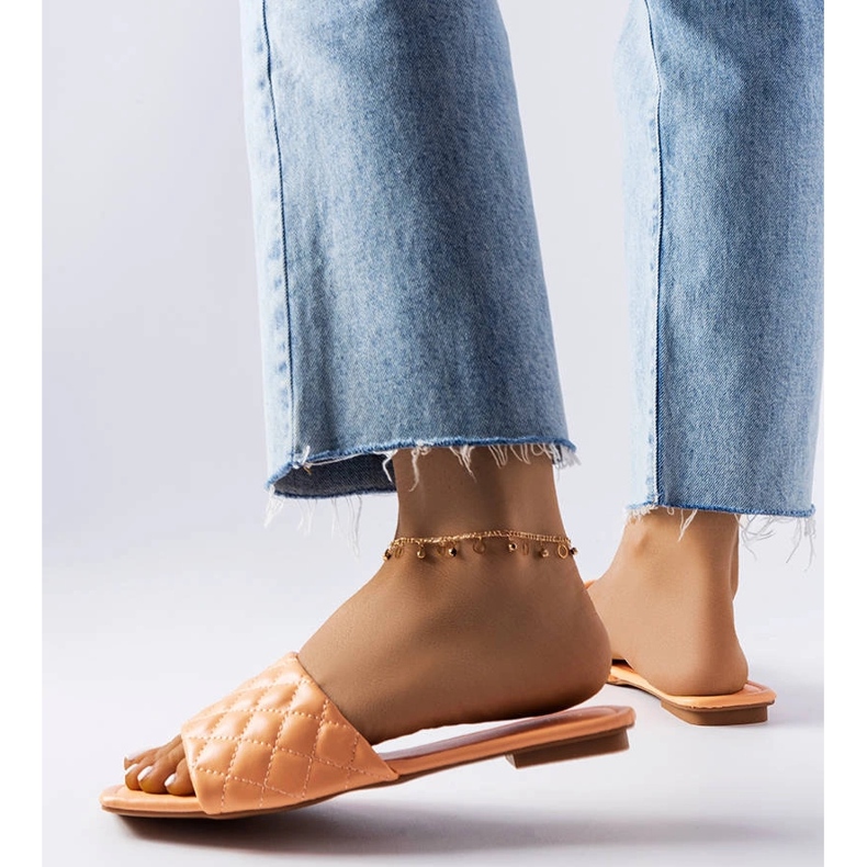 Orange quilted slippers from Labrie 2