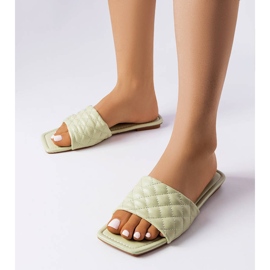 Green elegant slippers with quilting from Labrie 1