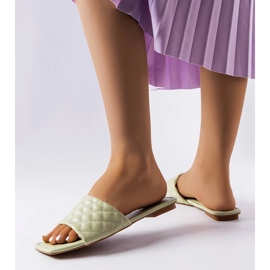 Green elegant slippers with quilting from Labrie 2