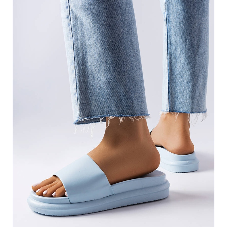 BM Paquette blue slippers on the platform 2