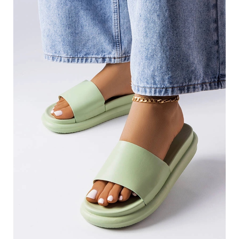 Green slippers on the Paquette platform 1