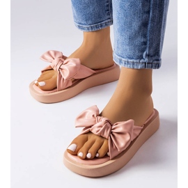 Pink platform sandals with a bow from Edvard 1