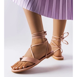 Pink lace-up sandals from Marleau 1