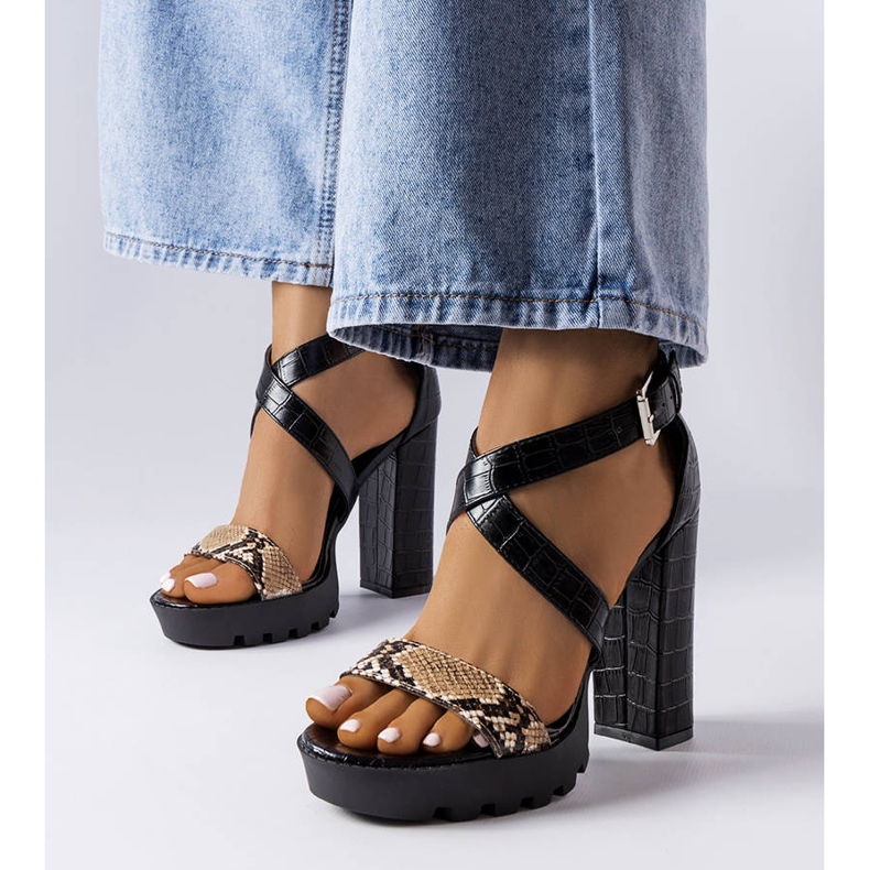 Brown snake print sandals from Trépanier 1