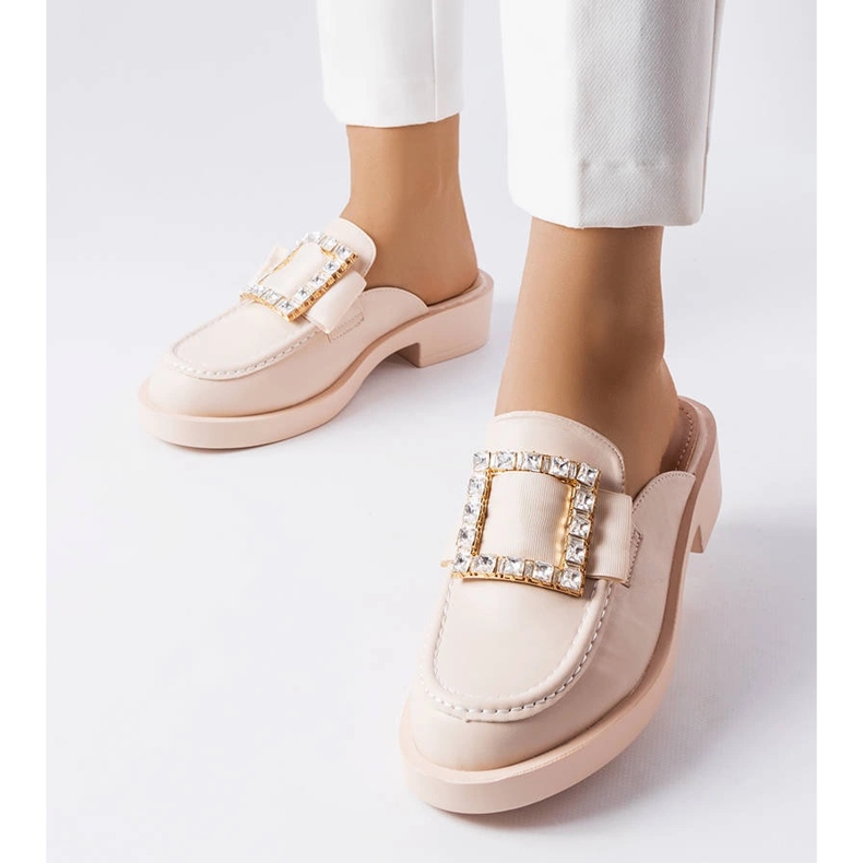 Beige slides with a built-in toe from Columbus 1