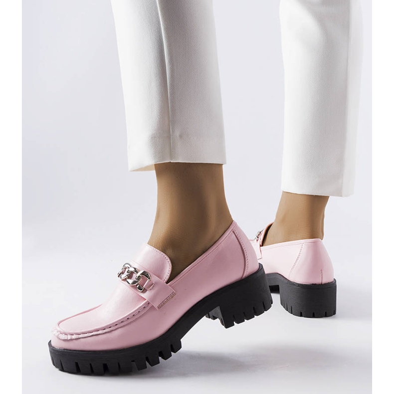 Pink moccasins with tractor soles from Faiz 1