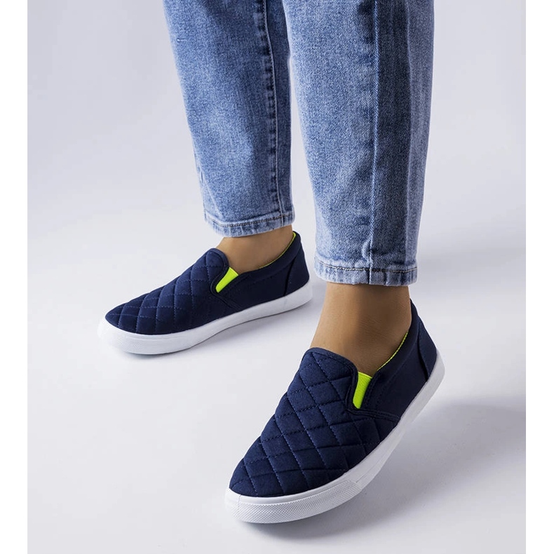 Navy blue quilted slip-on sneakers from Gregory 1