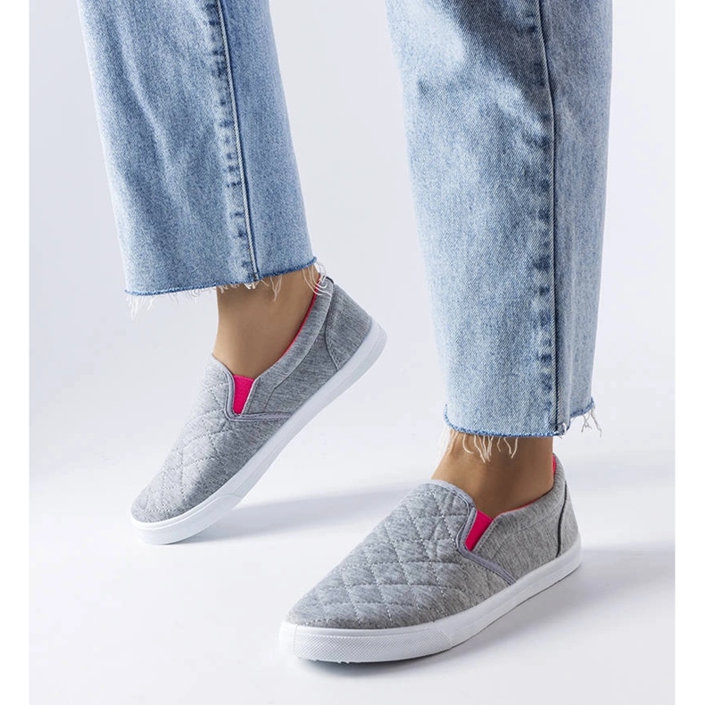 Gray quilted slip-on sneakers from Gregory grey 1