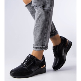 Jazzar black openwork leather shoes 1
