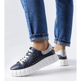 Navy blue sneakers with Patch inserts 1