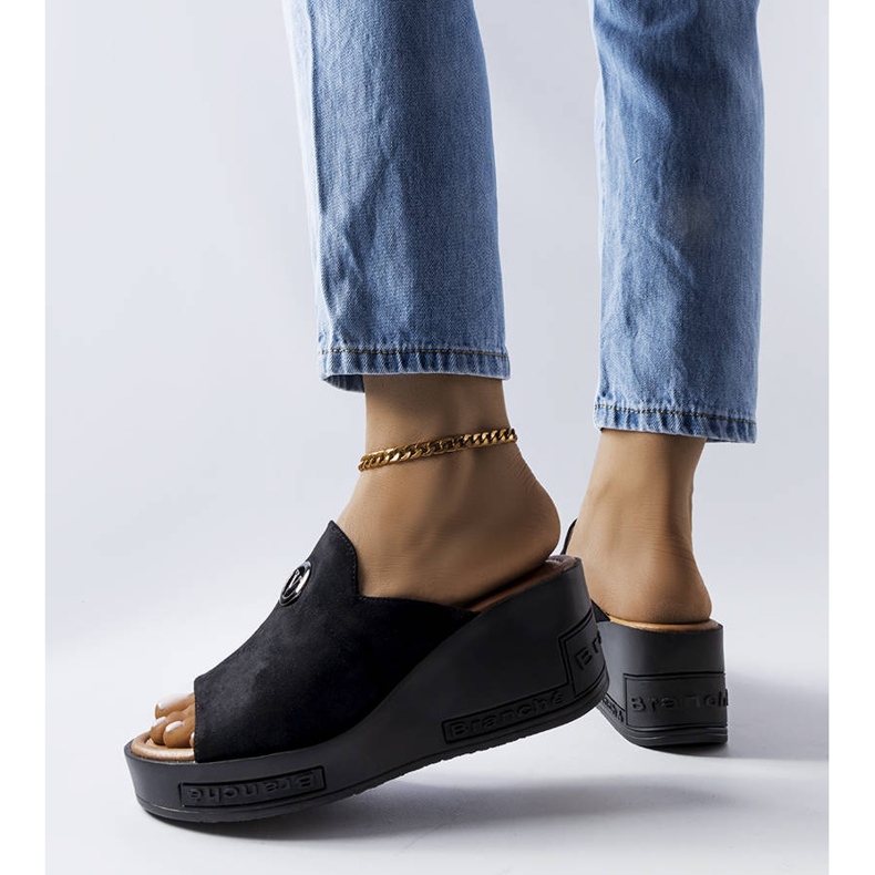 BM Vincez black high wedge sandals 1 BM Vincez black high wedge sandals 1