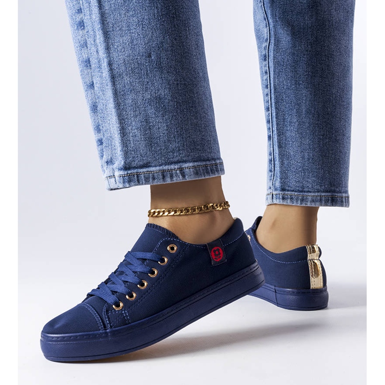 Navy fabric sneakers from Descoteaux blue 1