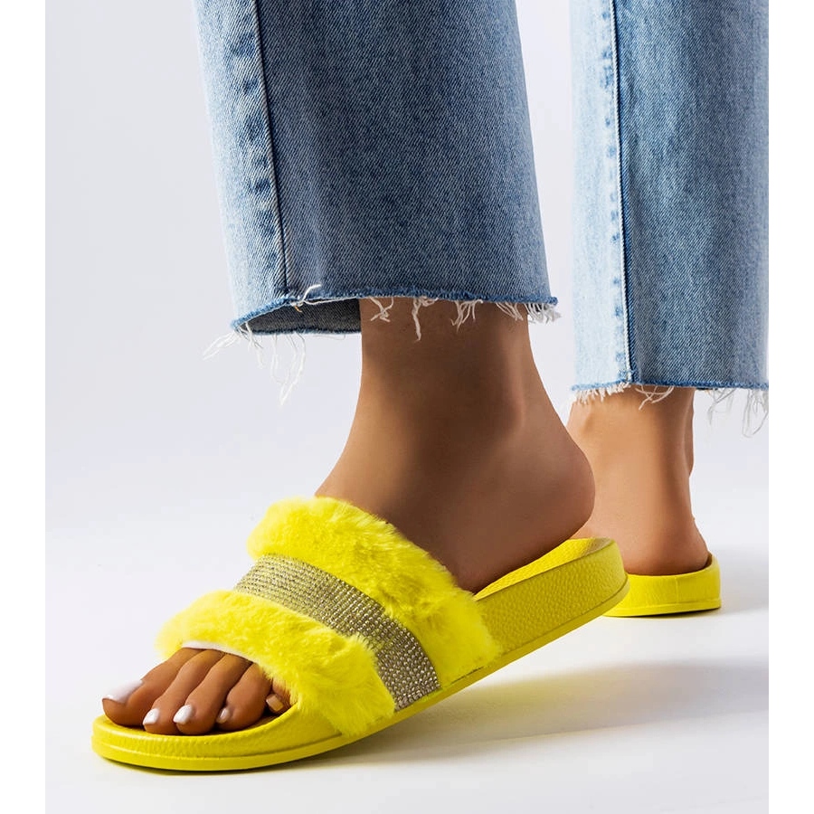 Neon yellow fur slides 2025
