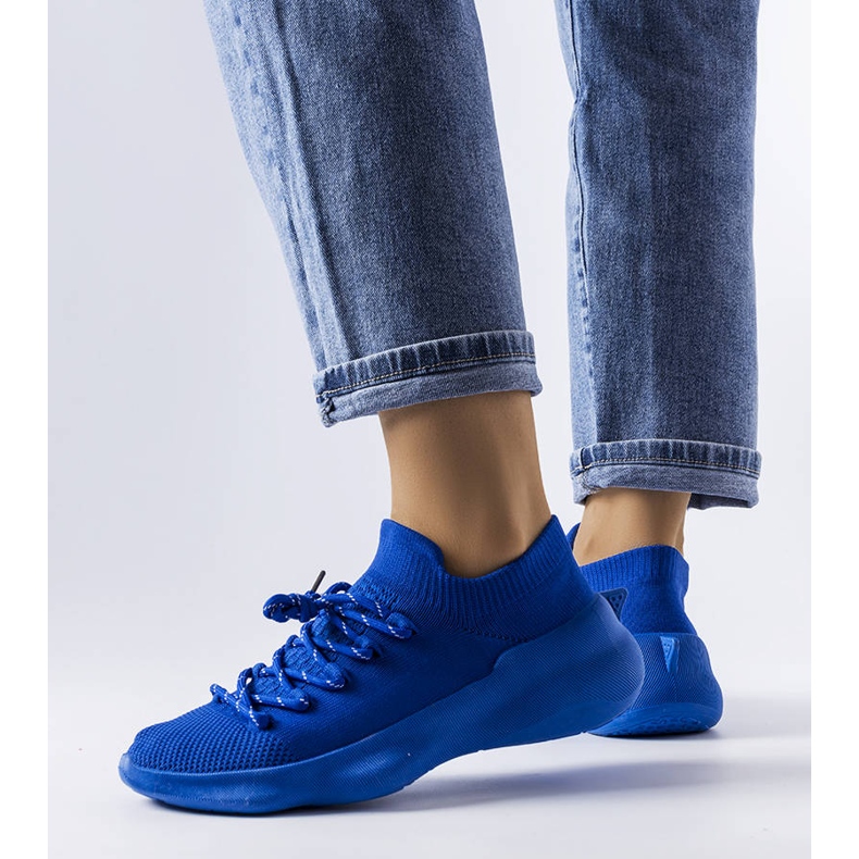 Blue fabric sneakers 1