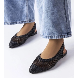 Black openwork ballerinas with an open heel from Maheu 1