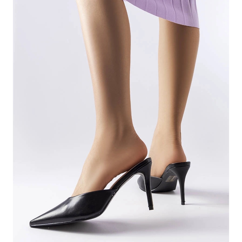 Drainer black heeled slides 2