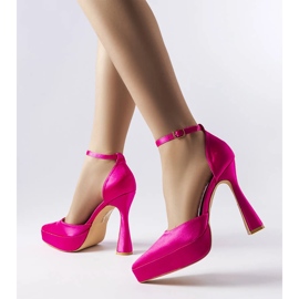 Fuchsia high heel pumps from Lowell pink 1