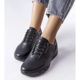 Black openwork leather brogues from Brodeur 1