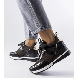 Venezia Black and gold wedge sneakers from Vincez 1