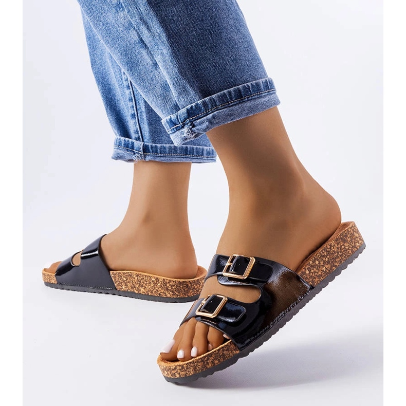 Black slides with cork soles from Cincinna 2