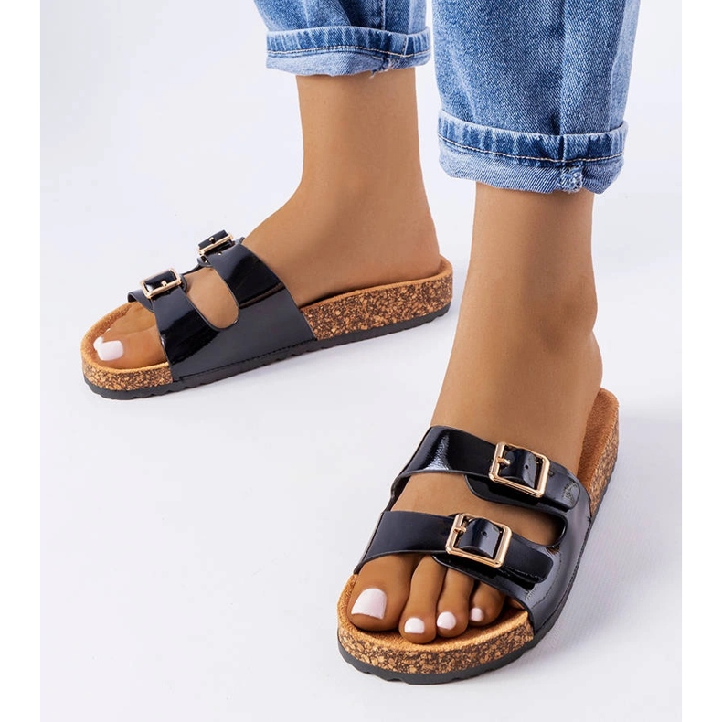 Black slides with cork soles from Cincinna 1