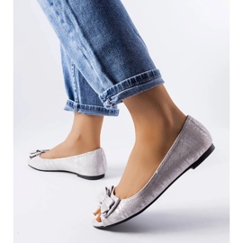 Gray metallic ballerinas with bow from Hawk grey 1