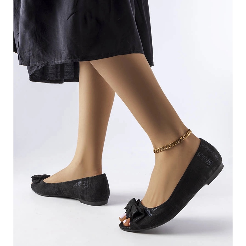 Black metallic ballerinas with bow from Hawk 1