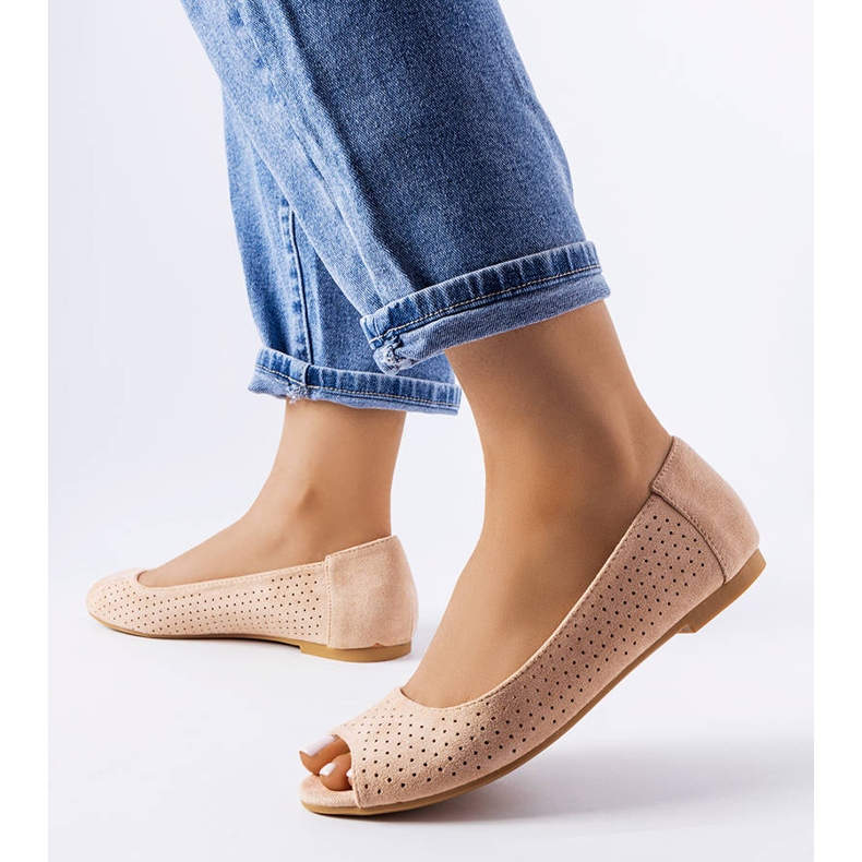 Beige openwork ballerinas from Agate 1