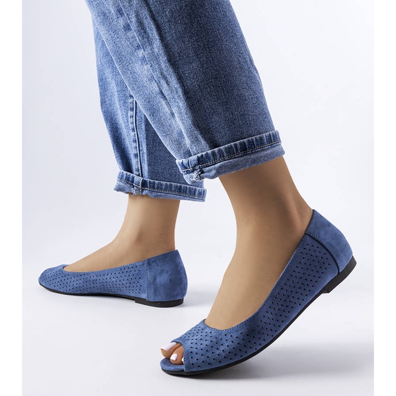 Navy blue openwork ballerinas from Agate 1