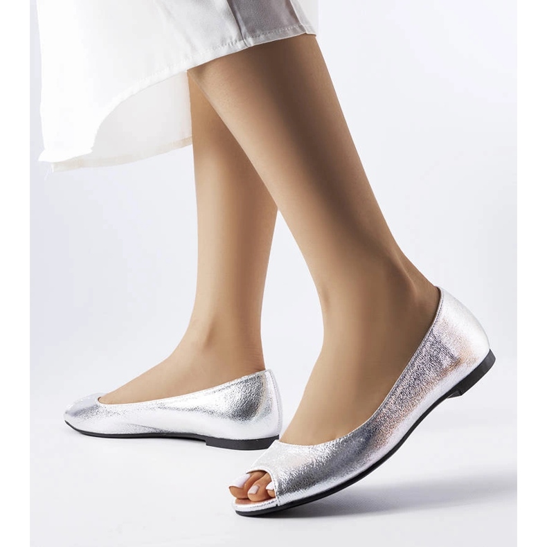 Silver metallic ballerinas from Trieux 1