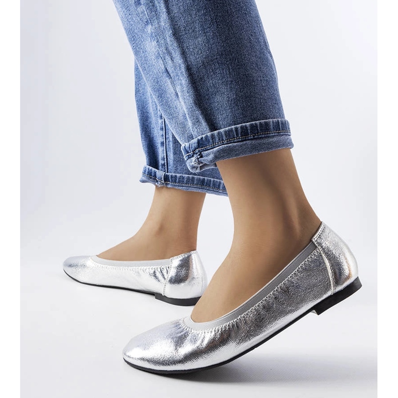 Silver metallic ballerinas from Benson 1