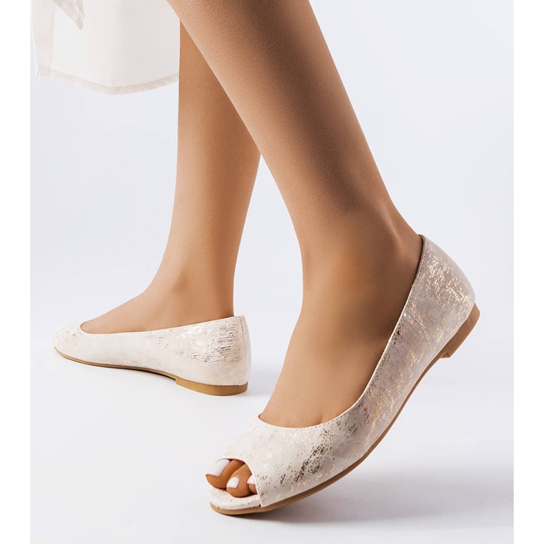 Gold open toe ballerinas from Lesage golden 1