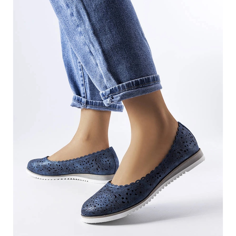 Navy openwork flats from Findley blue 1