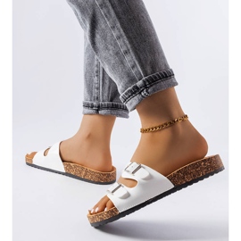 Cincinna white cork sole sliders 2