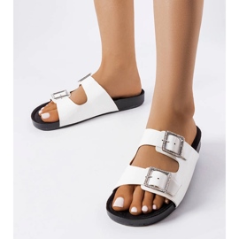 White lacquered slippers with Norcross buckles 1 White lacquered slippers with Norcross buckles 1