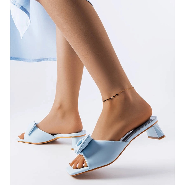 Oak blue heeled sandals with bow 1 Oak blue heeled sandals with bow 1
