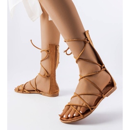 Heliport brown high-tied sandals 1