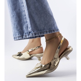 Gold low heel sandals from Gougeon golden 1
