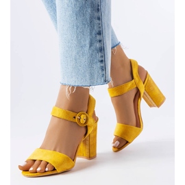 Yellow embossed block sandals from Charlebois 1
