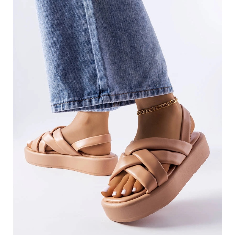 Light brown Horseshoe platform sandals 1