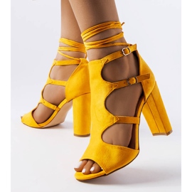 Hannah's yellow block sandals 1